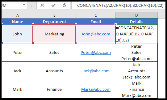 merge multiple cell contents into one excel for mac